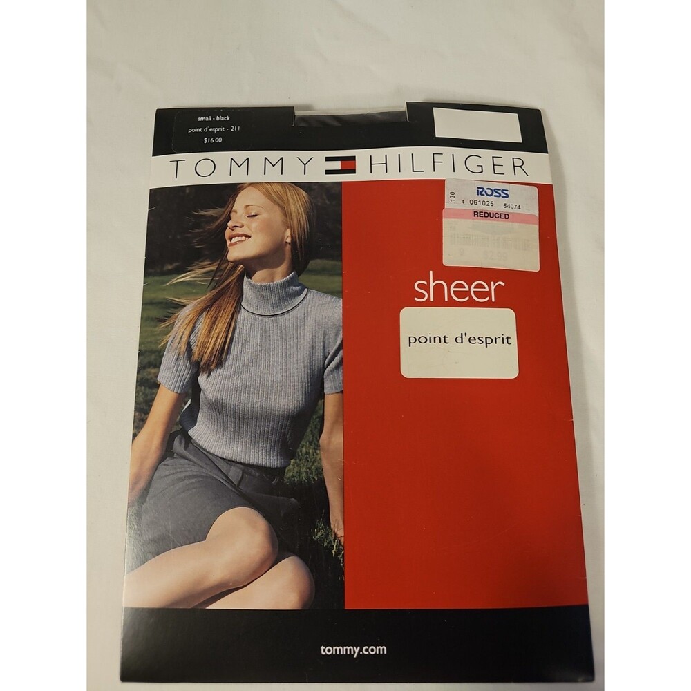 Tommy Hilfiger Small Black Sheer Control Top Pantyhose Nylons Stockings Hosiery